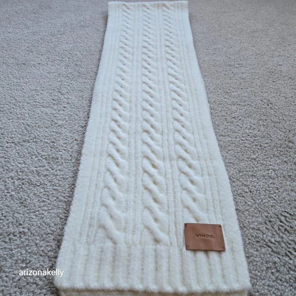 NWT Vince Cable Knit Merino Blend Ivory Thick Scarf